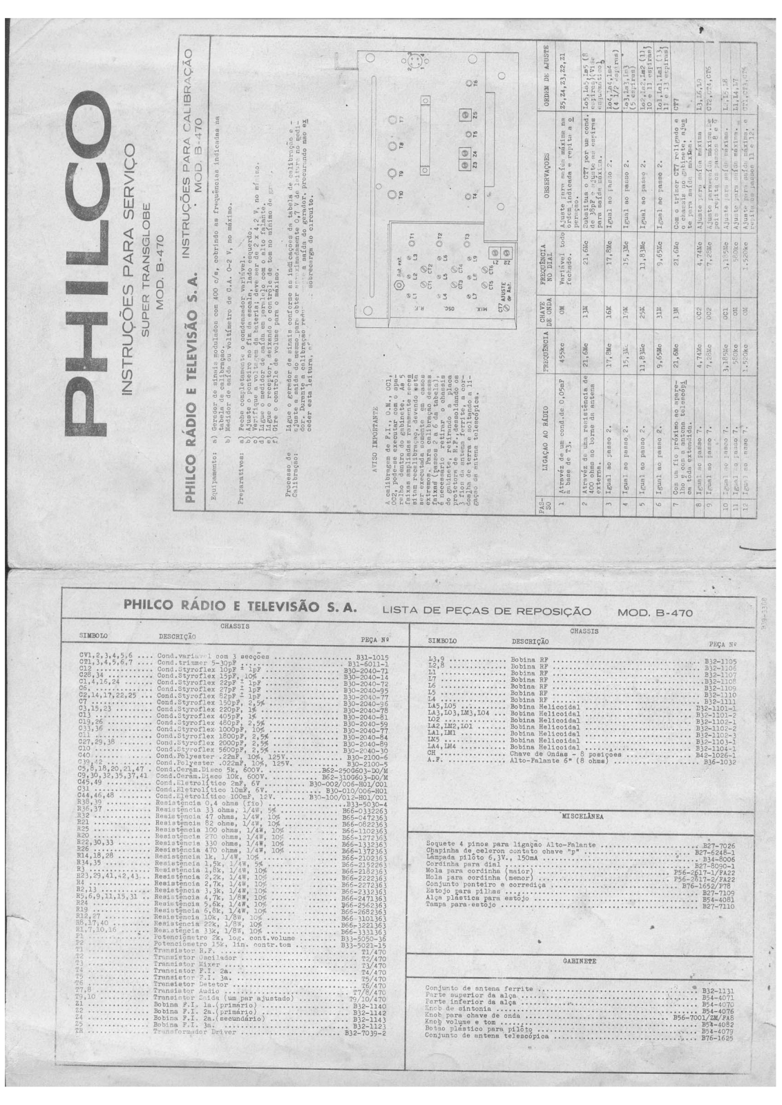 Philco Radio Transglobe B470 Schematic