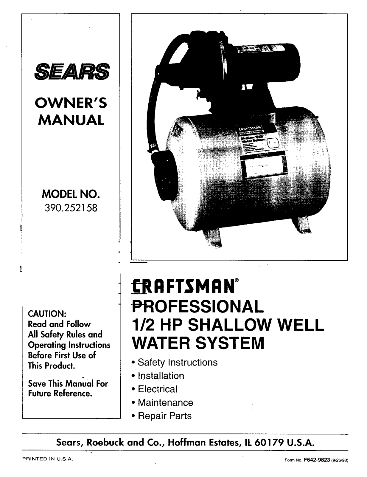 Sears 390.252158 User Manual - ManualMachine.com