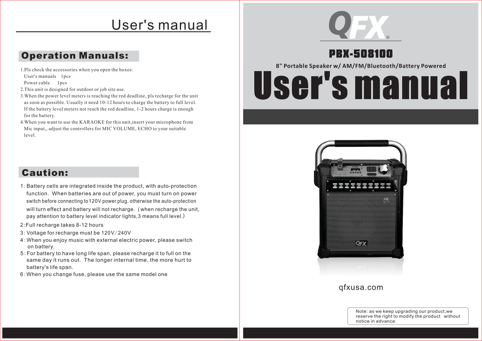 JOYAUDIO PBX 508100 Users manual