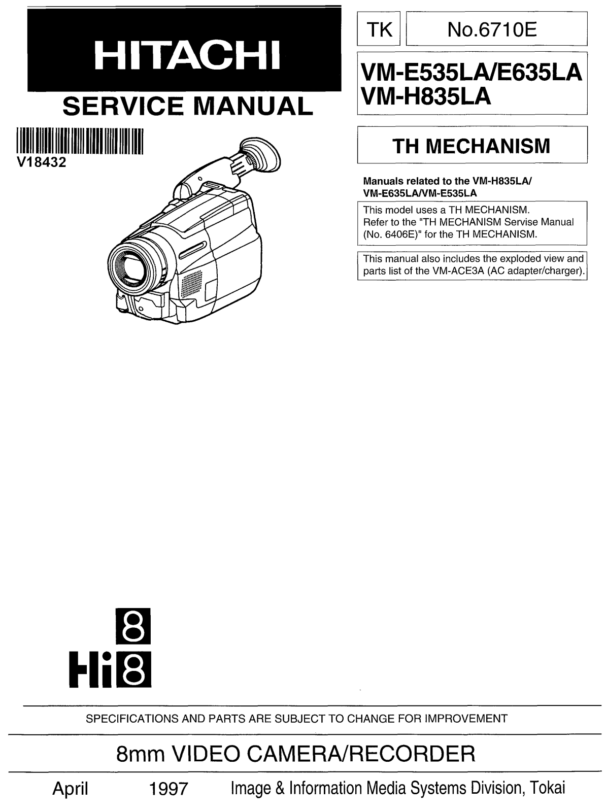 Hitachi VM-E335, VM-E635, VM-H835 Service Manual