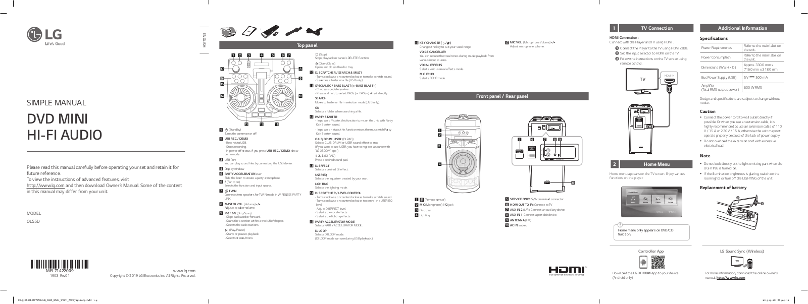 LG OL55D USER MANUAL