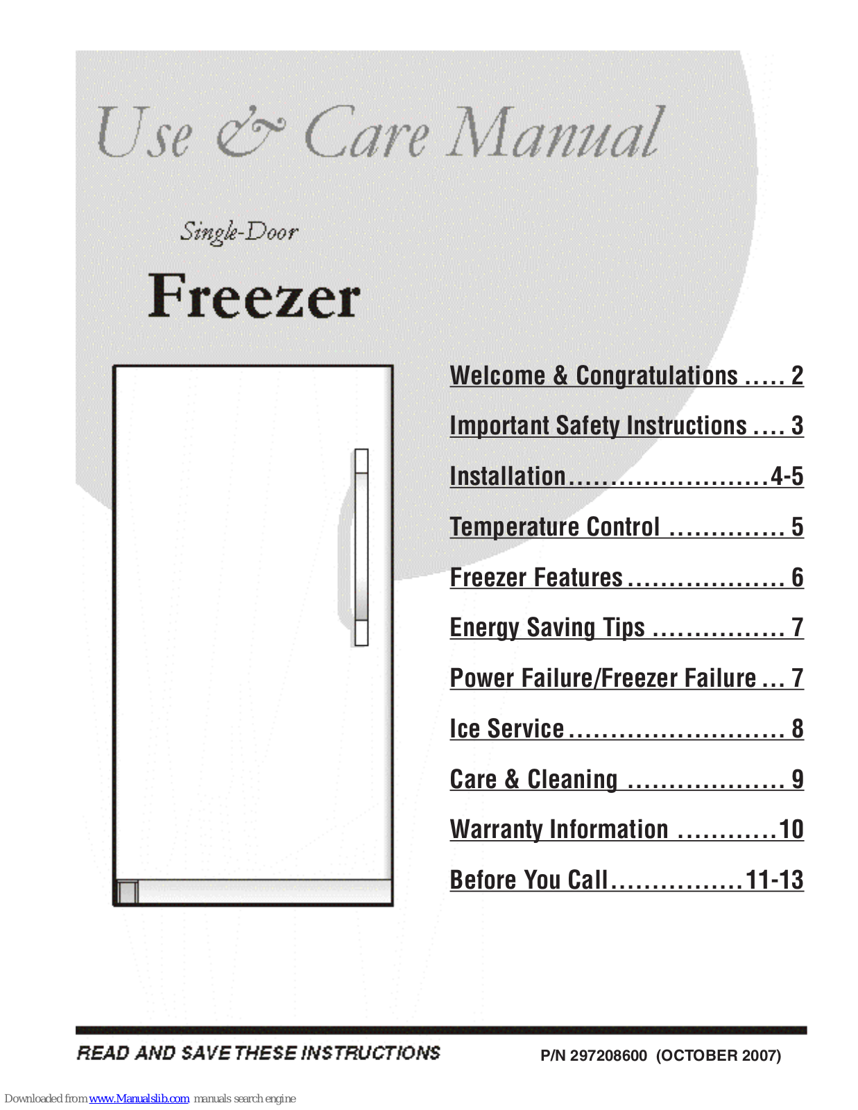 Frigidaire Professional PLFH1779GS, GLFH1779GW - 16.7 cu. Ft. Upright Freezer, PLFH1779GS Use And Care Manual