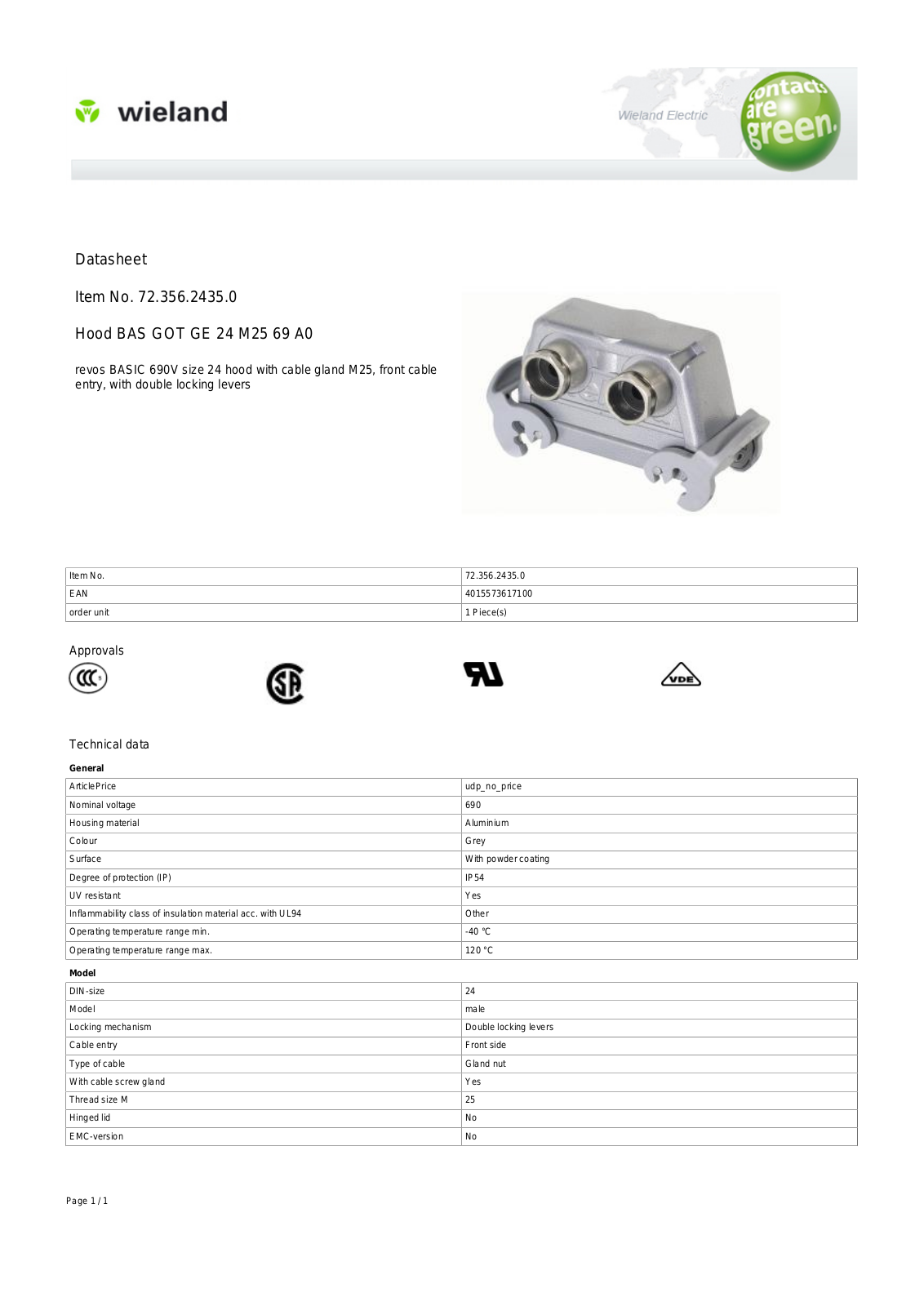 Wieland 72.356.2435.0 Data Sheet