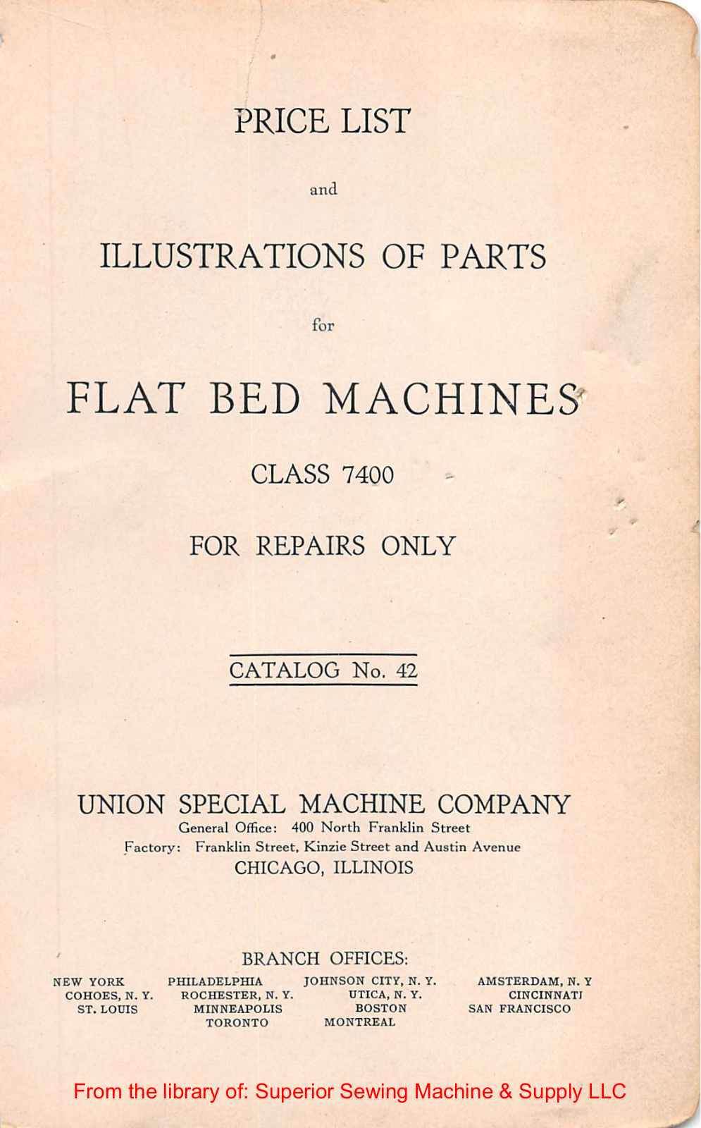 Union Special 7400 User Manual