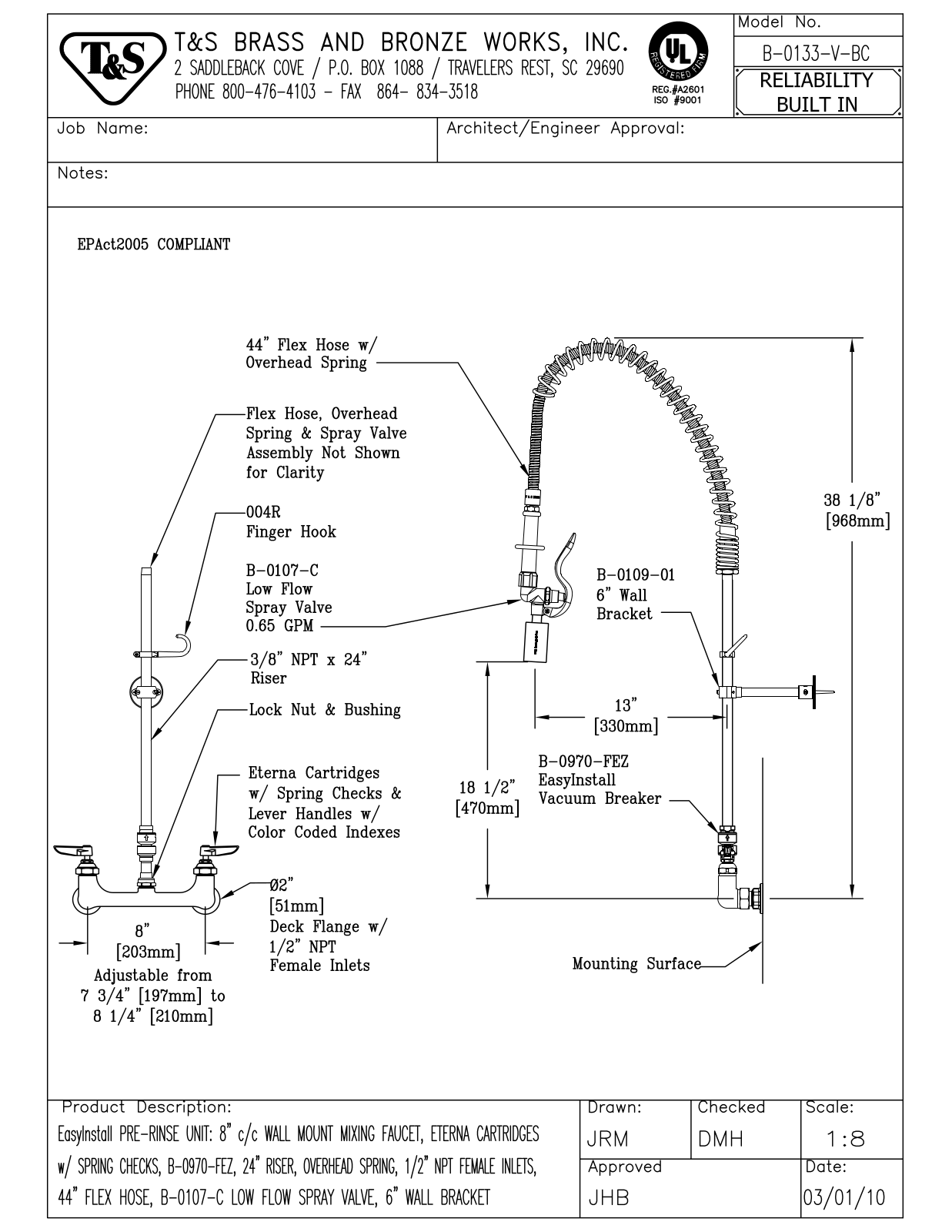 T&S Brass B-0133-V-BC User Manual