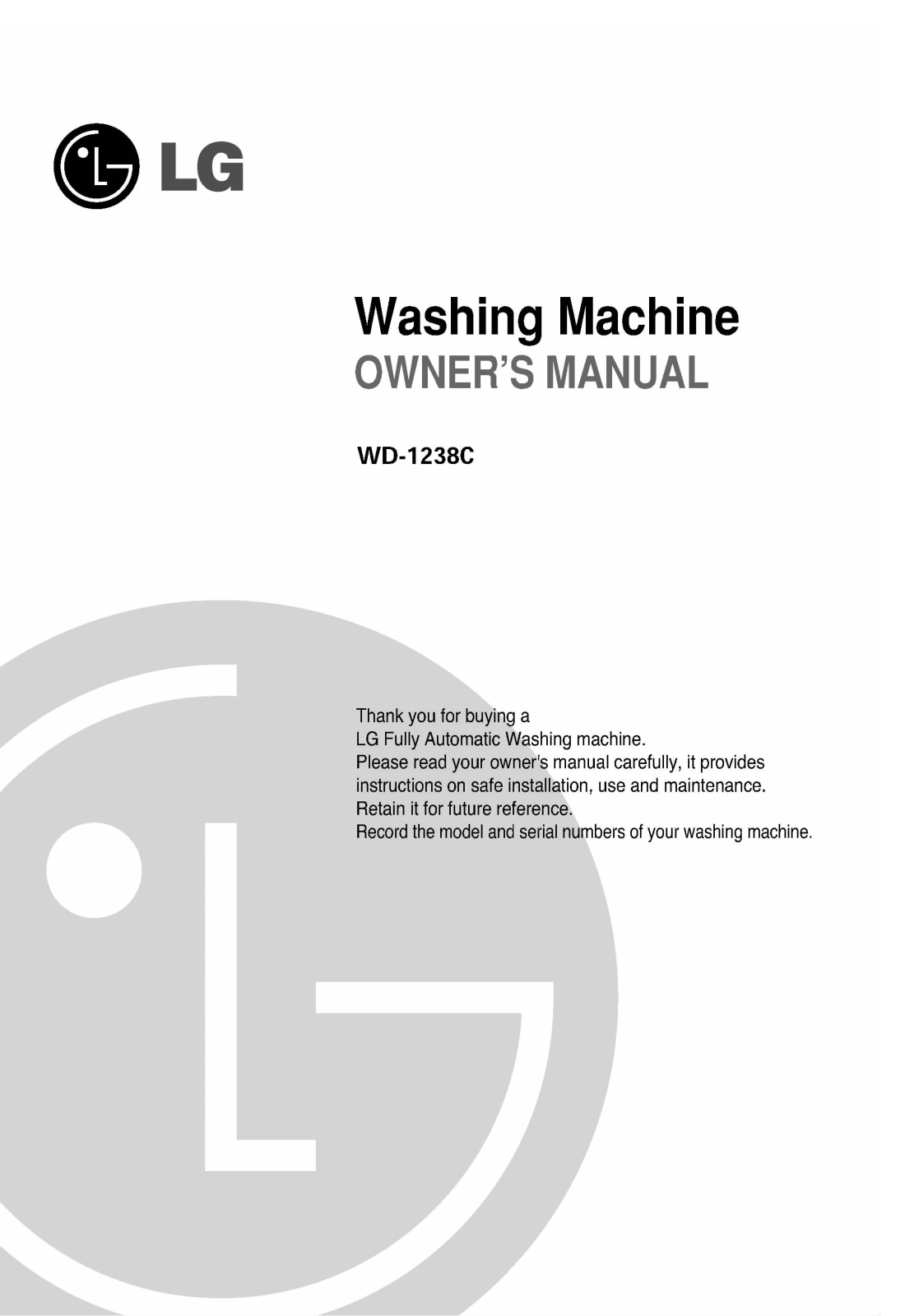 LG WD-1238C User Manual