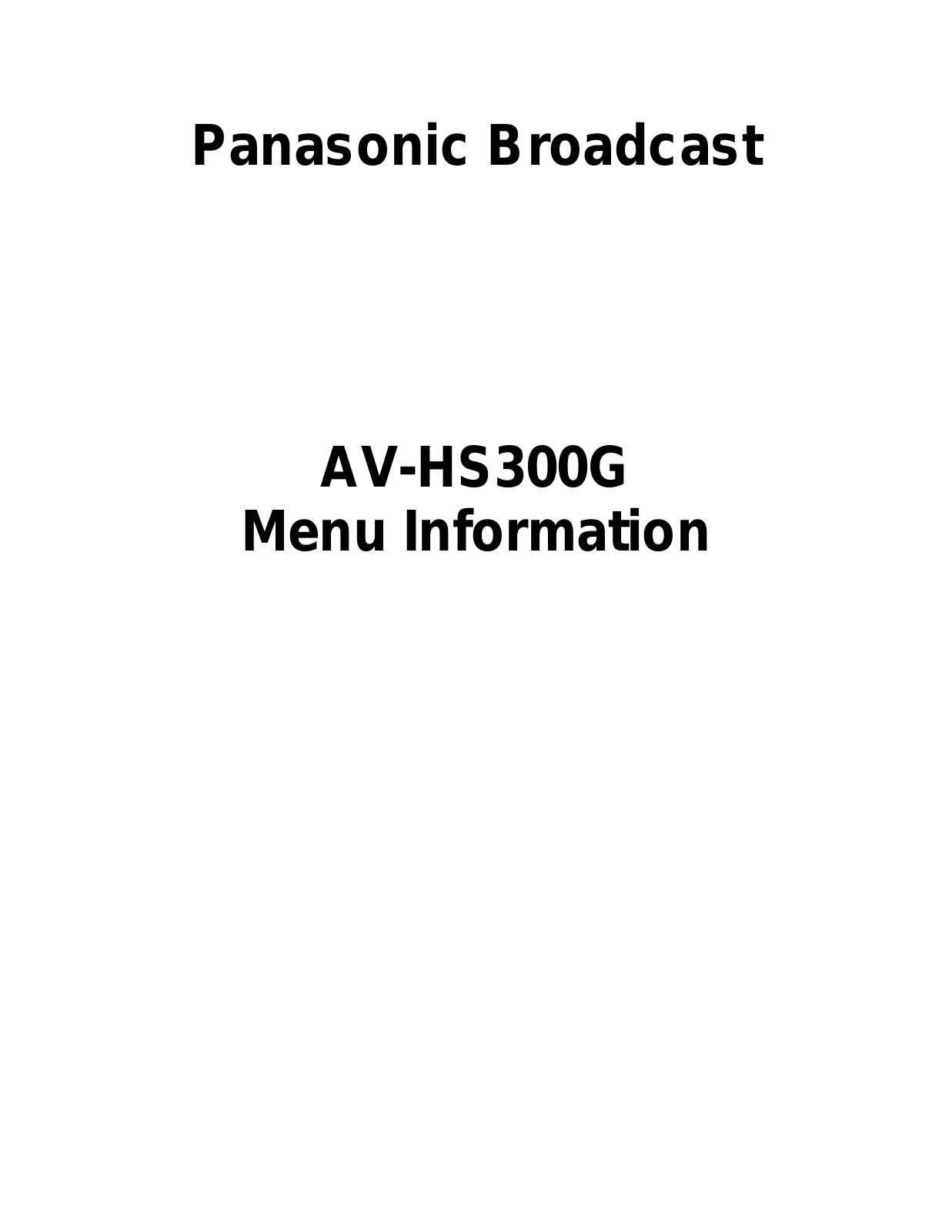 Panasonic AV-HS300G User Manual