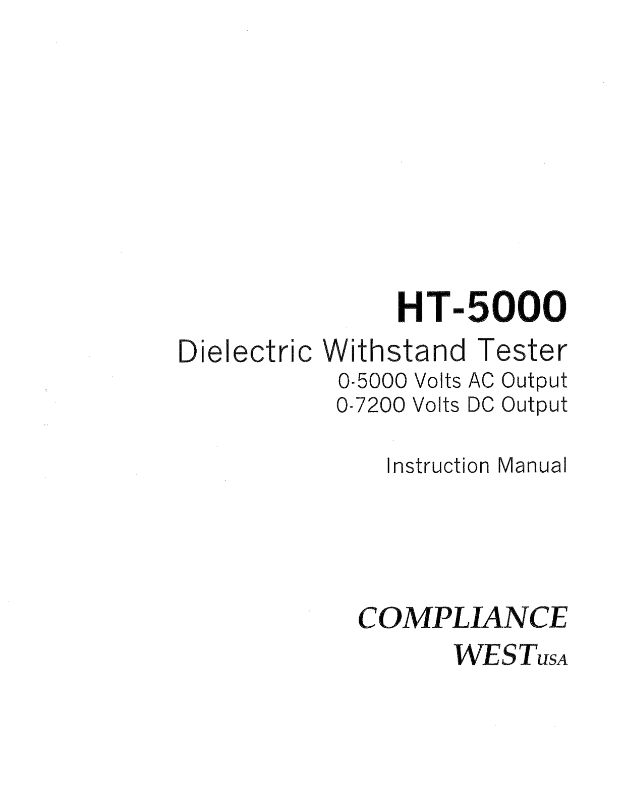 Compliance West HT-5000 Service manual