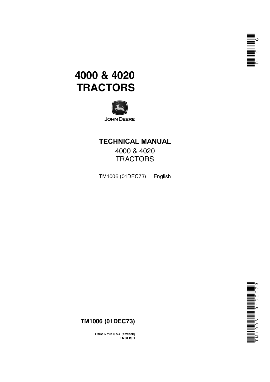 John Deere 4000, 4020 TECHNICAL MANUAL