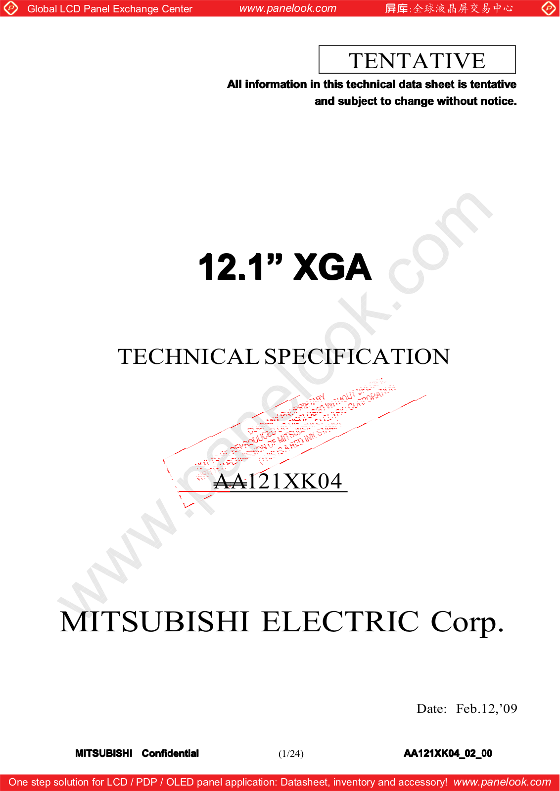 Mitsubishi AA121XK04 Specification