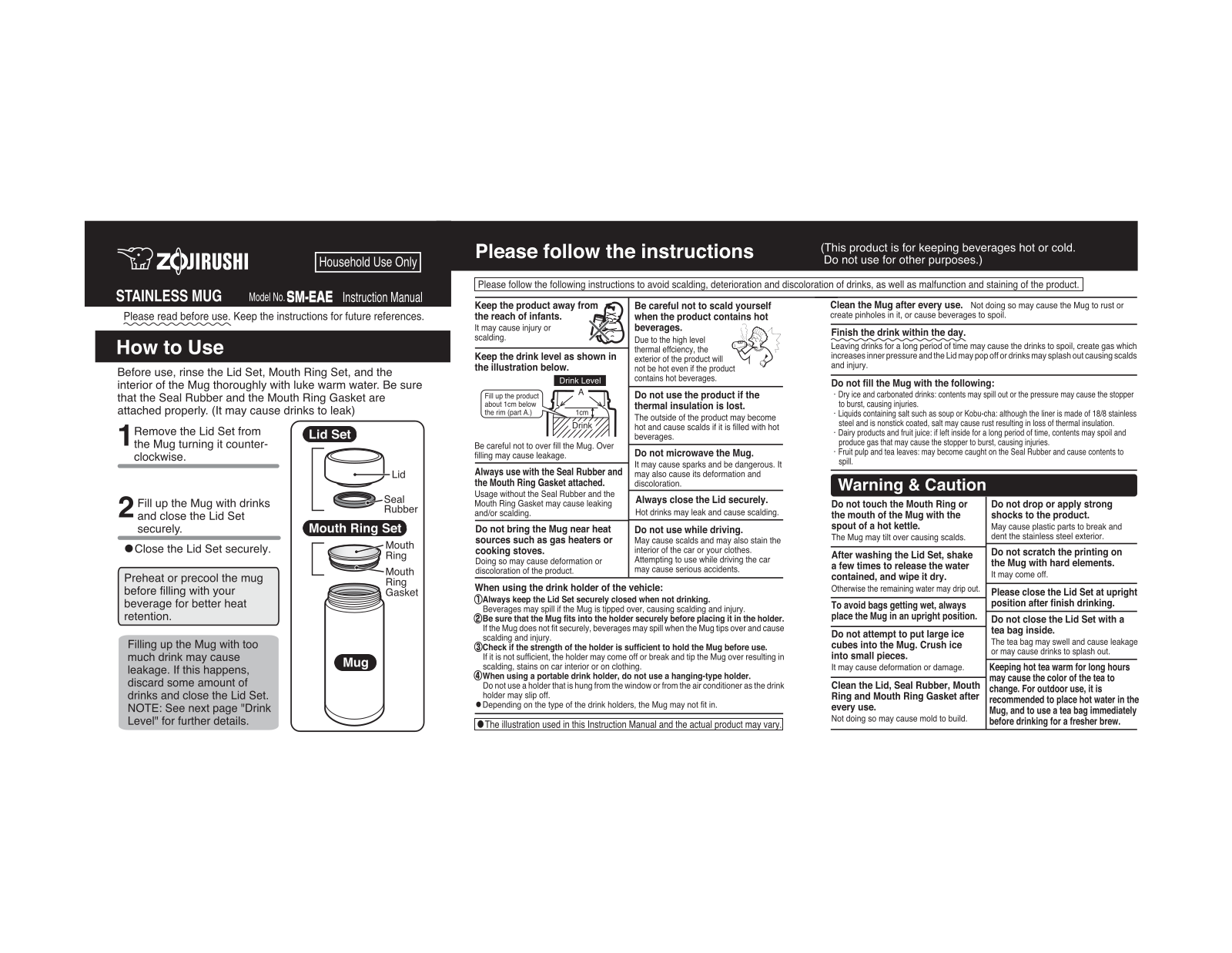 Zojirushi SM-EAE30 Installation  Manual