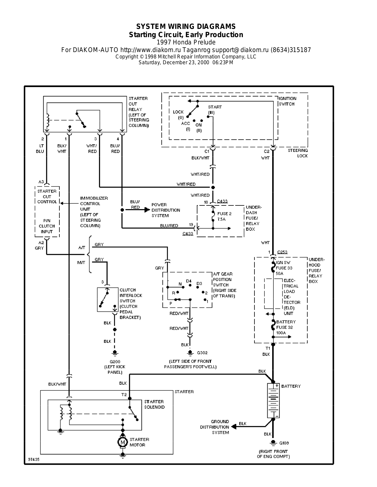 Honda Prelude 1997-1999 Wire Diagrams  17508