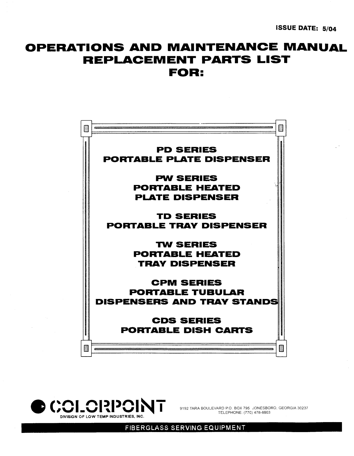 Low Temp Industries CDS, 2PD-103 Parts List