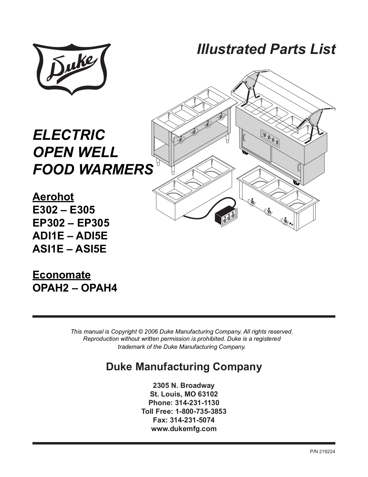 Duke ASI5E PARTS LIST