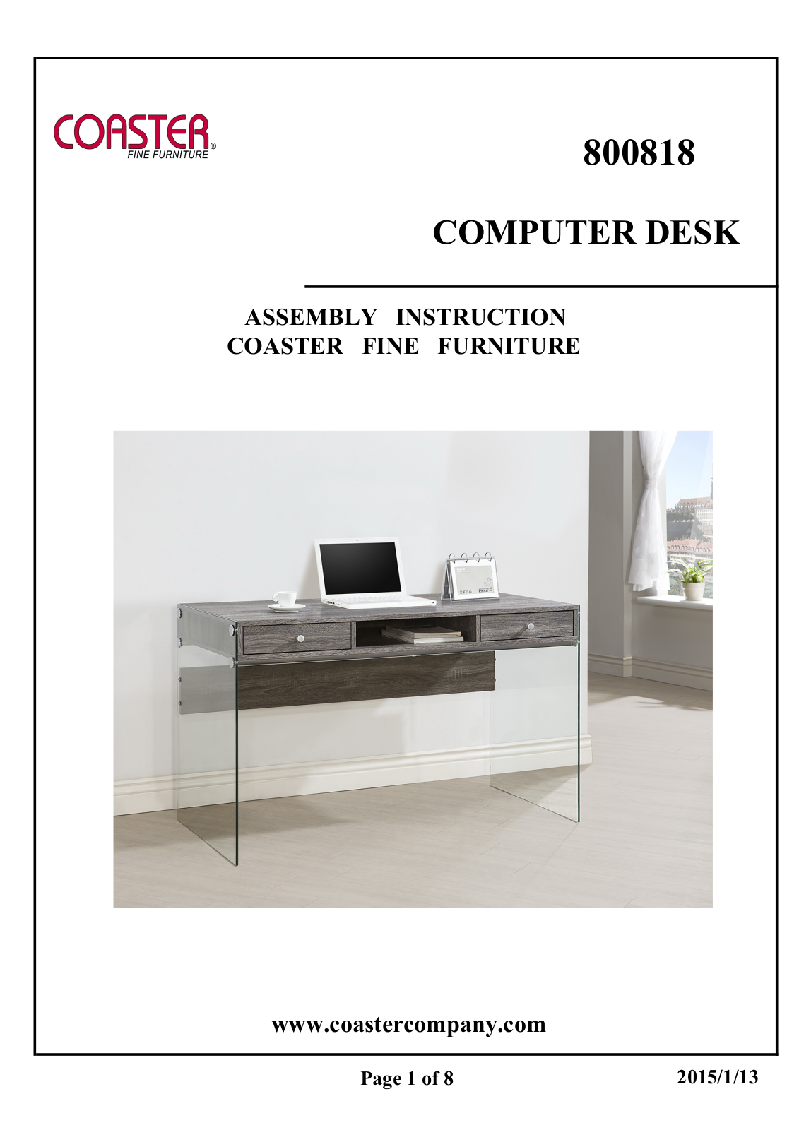 Coaster 800818 Assembly Guide