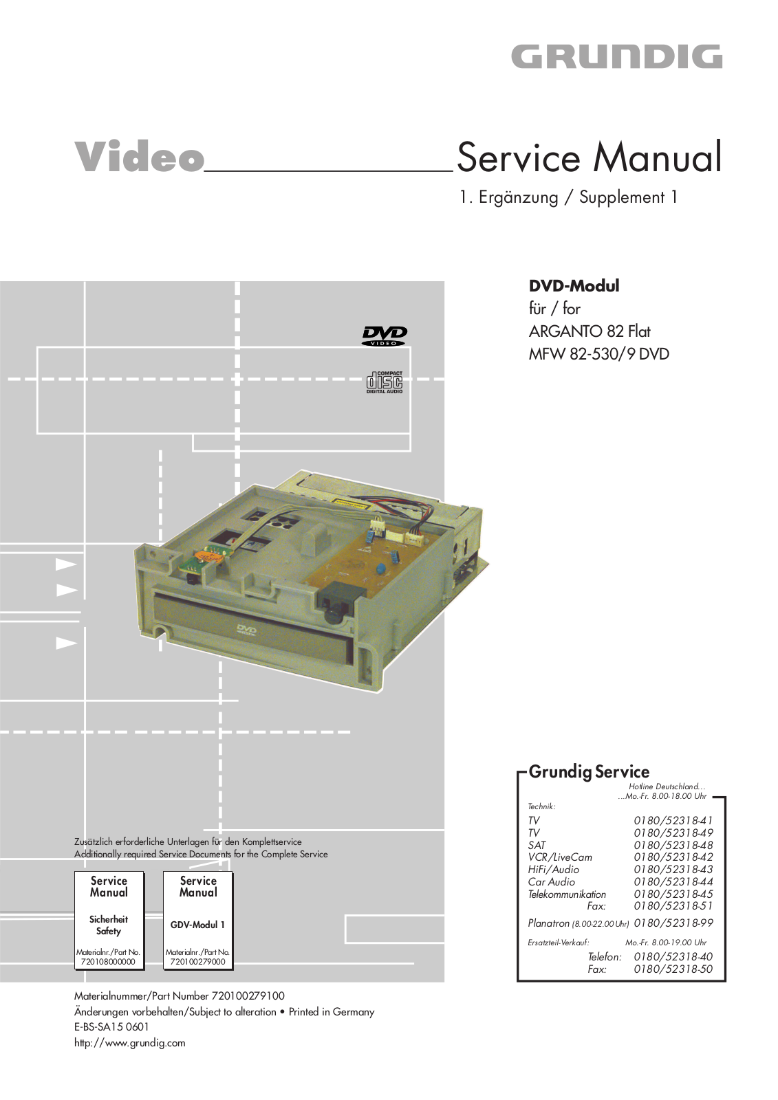 Grundig ARGANTO-82-FLAT, MFW-82-530-9-DVD Service Manual