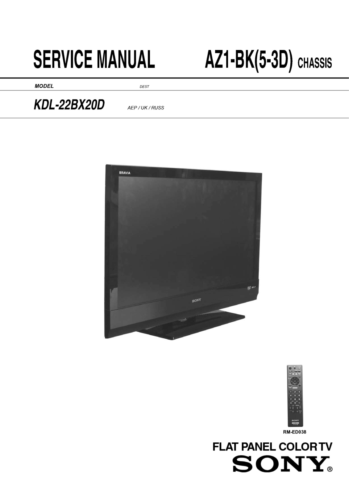 Sony KDL-22BX20D Schematic