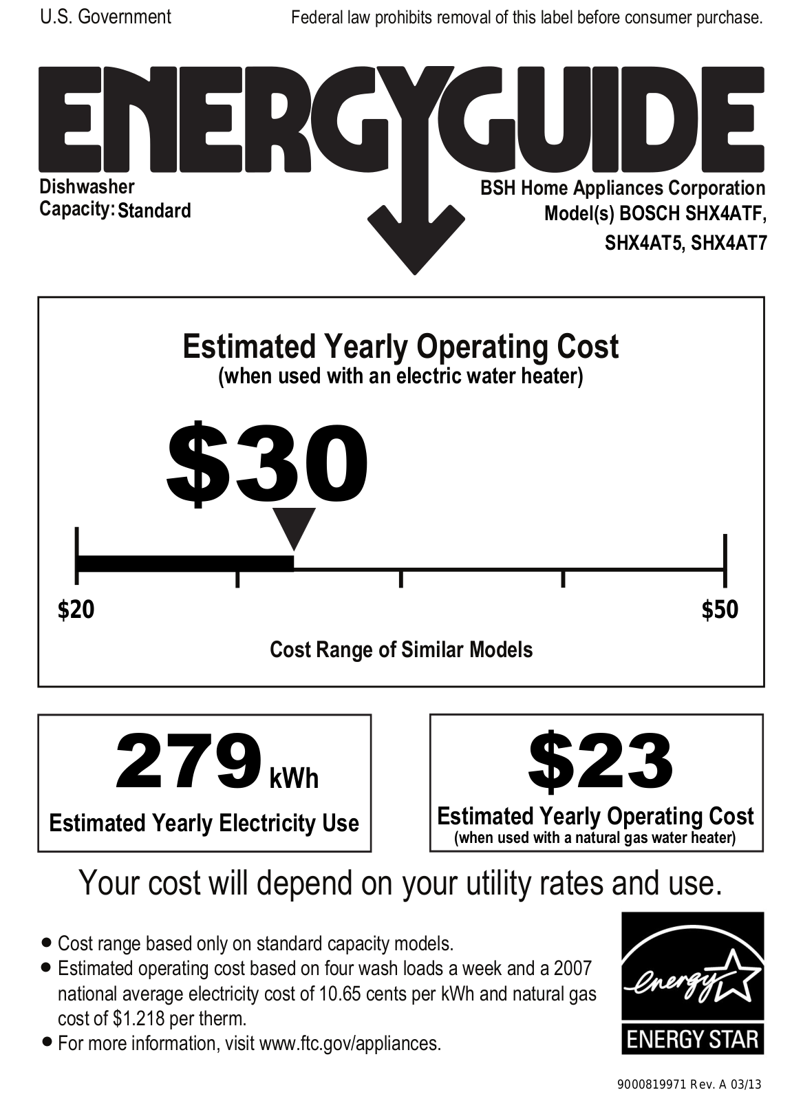 Bosch SHX4AT55UC Energy Guide