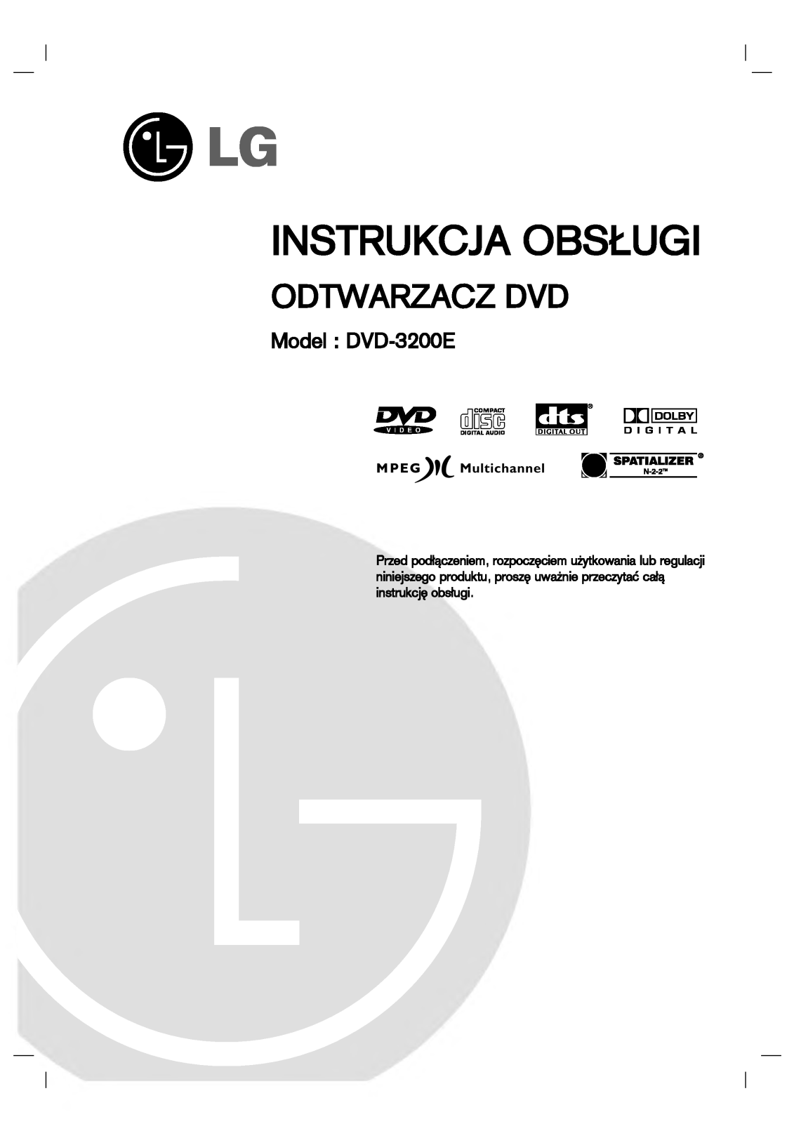 Lg DVD3200E User Manual