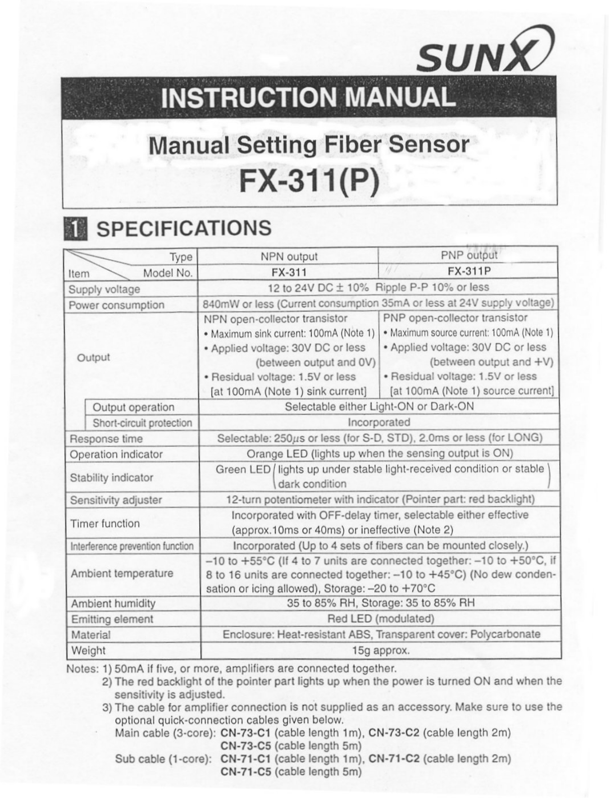 Panasonic FX-311 Installation  Manual