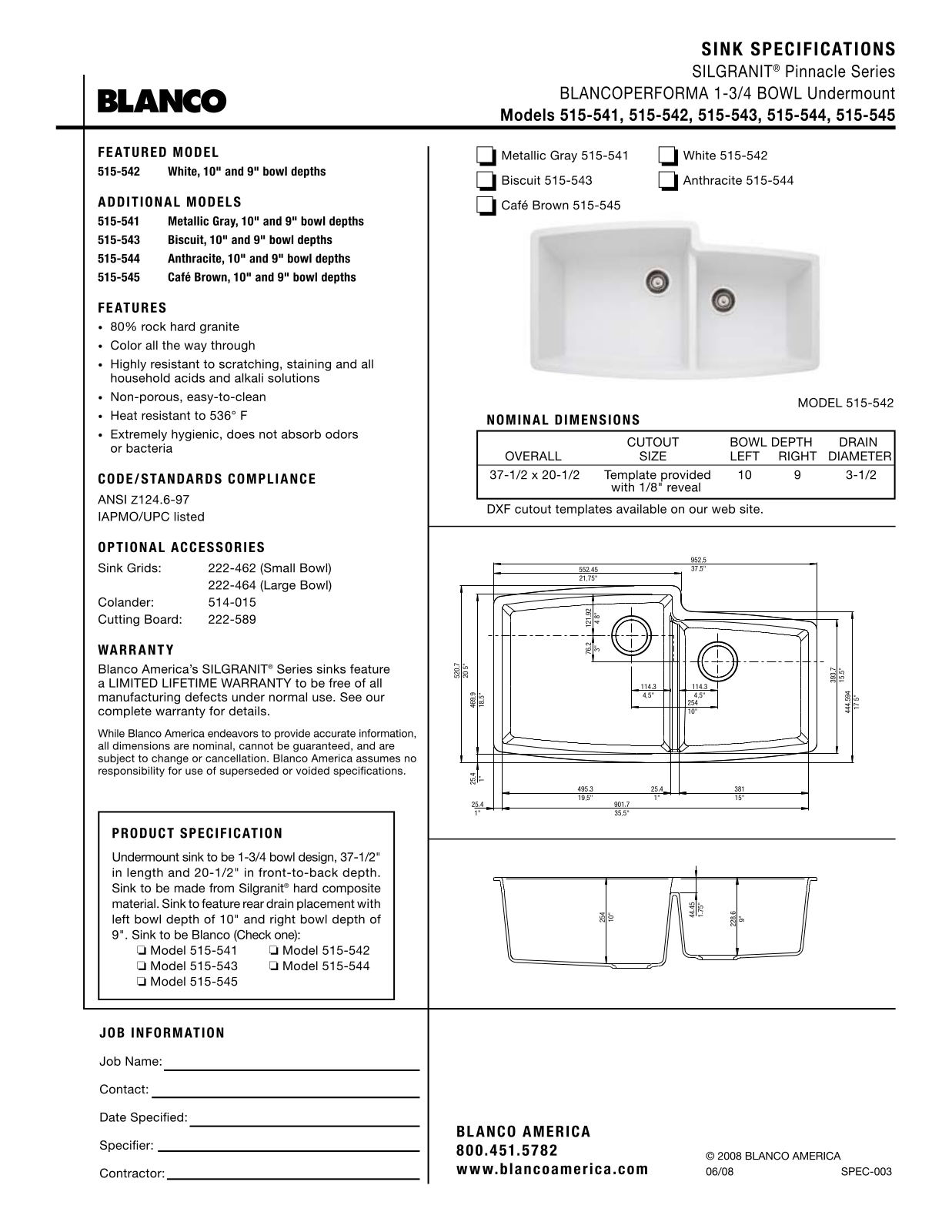 Blanco 515-544, 515-545, 515-543, 515-542, 515-541 User Manual