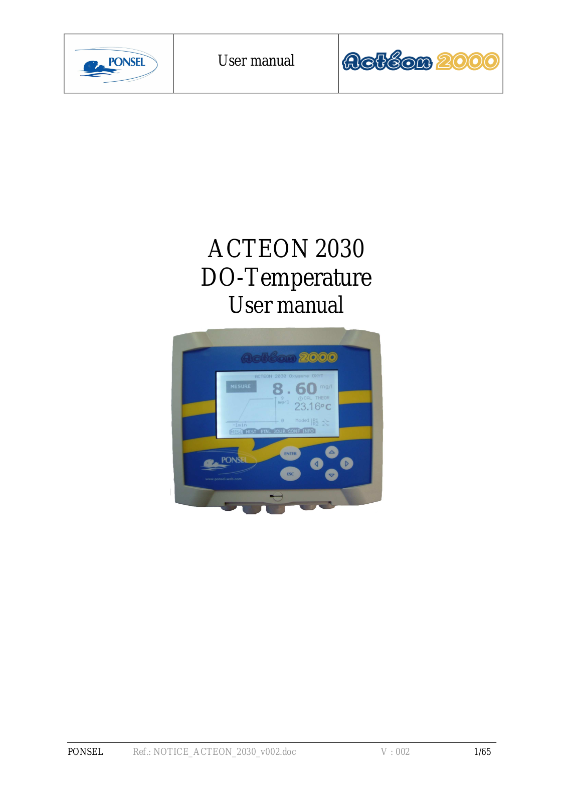 Ponsel ACTEON 2000 Series, ACTEON 2030 User Manual