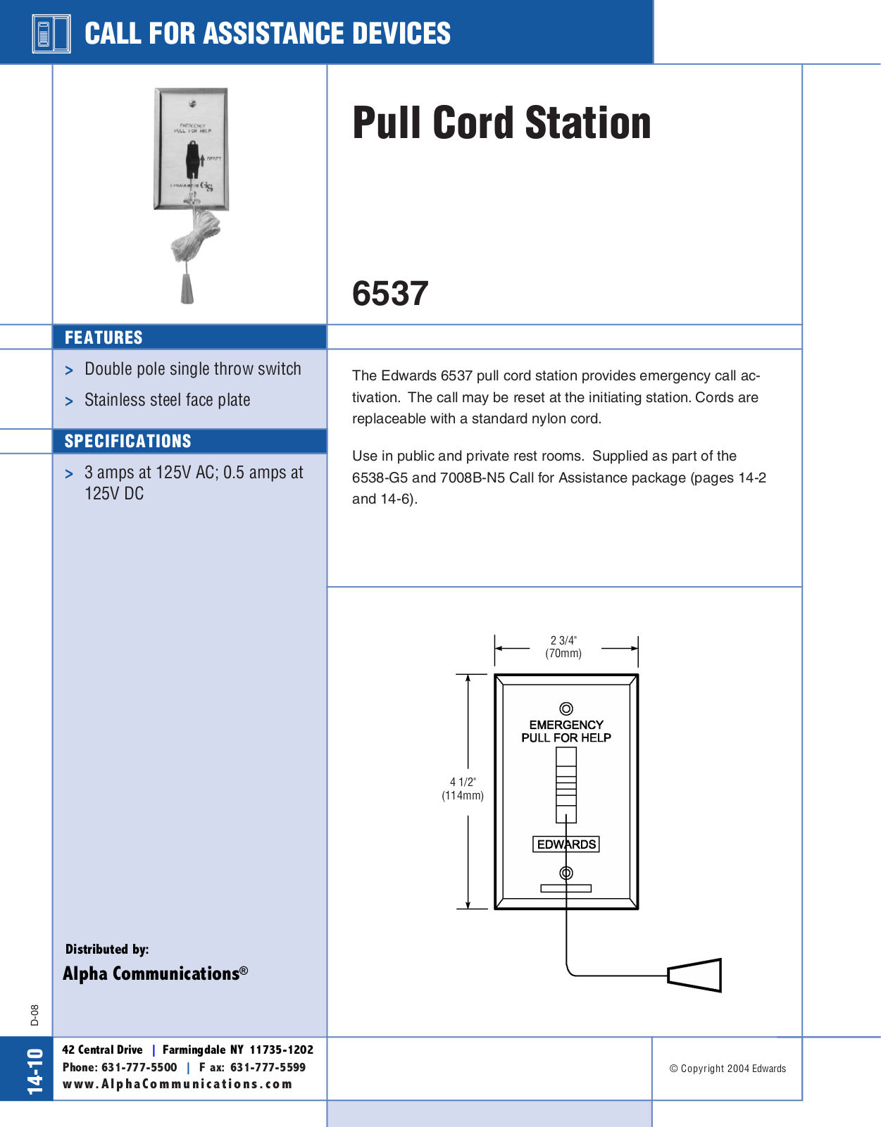 Alpha AL-6537 Specsheet