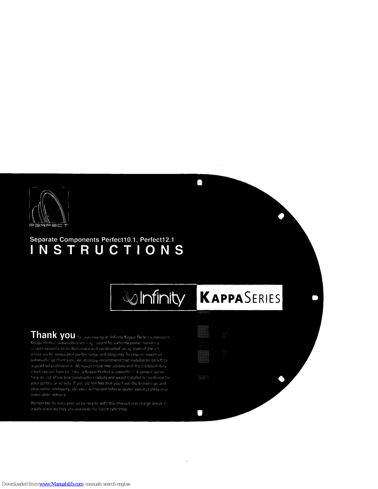 Infinity Kappa Perfect 10.1, Kappa Perfect 12.1 Instructions Manual