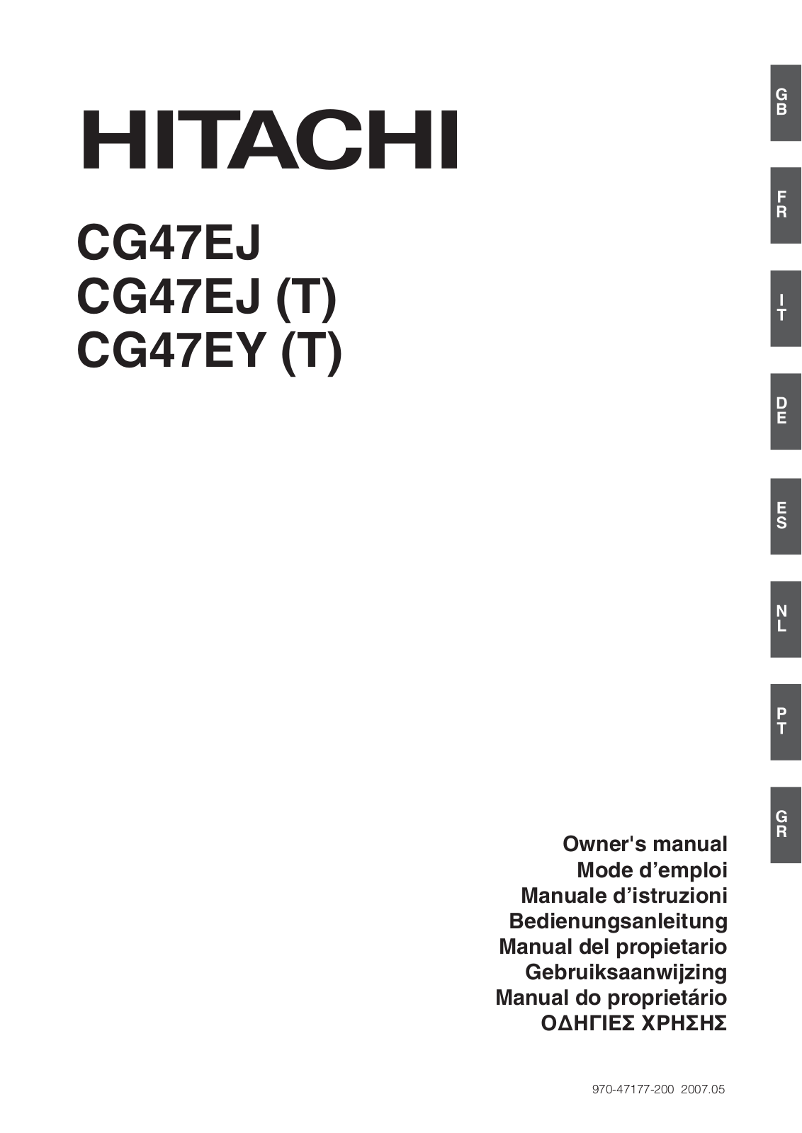 Hitachi CG47EJ, CG47EJT, CG47EYT, CG47EY Owner's Manual