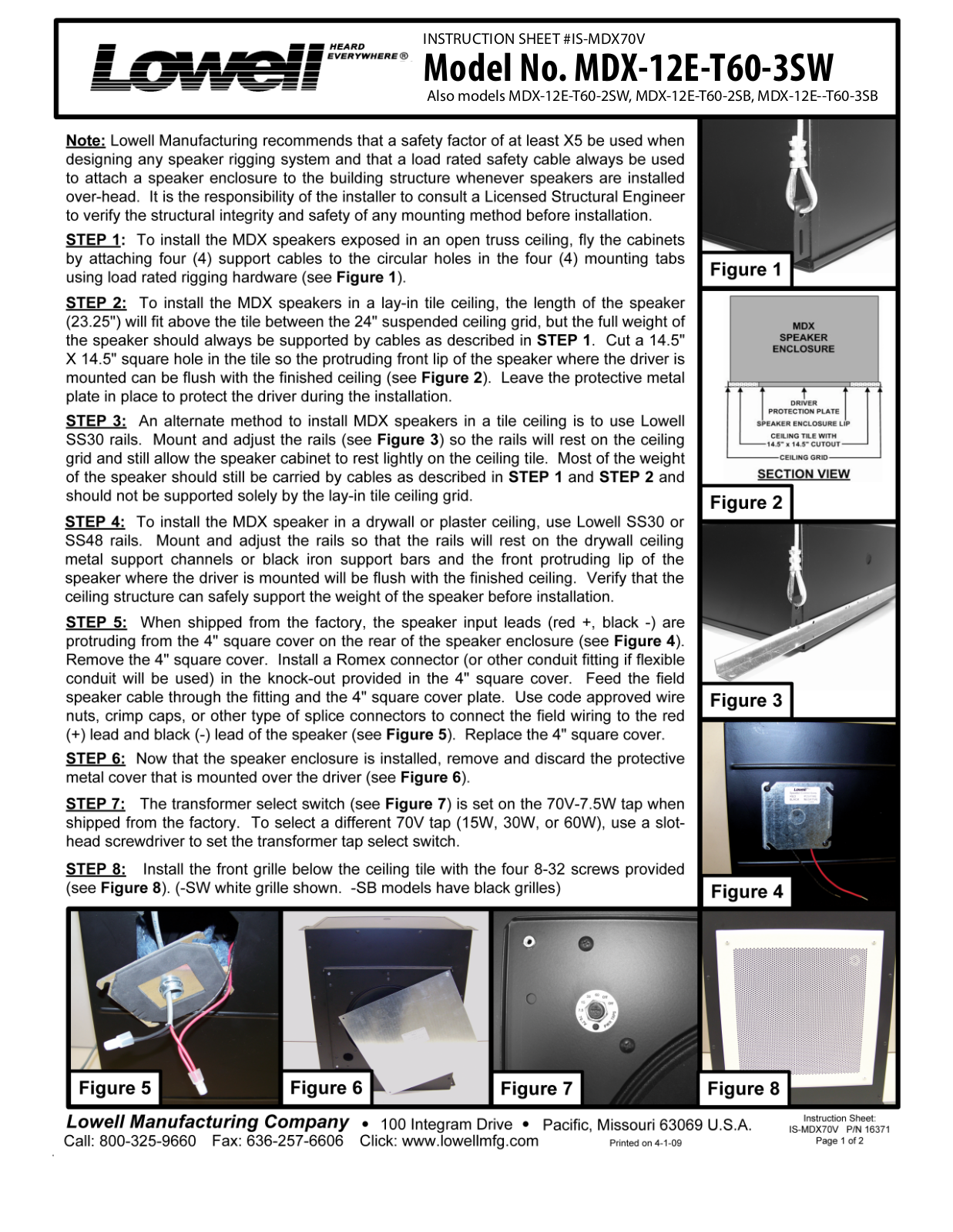 Lowell MDX-12E-T60-3SW User Manual