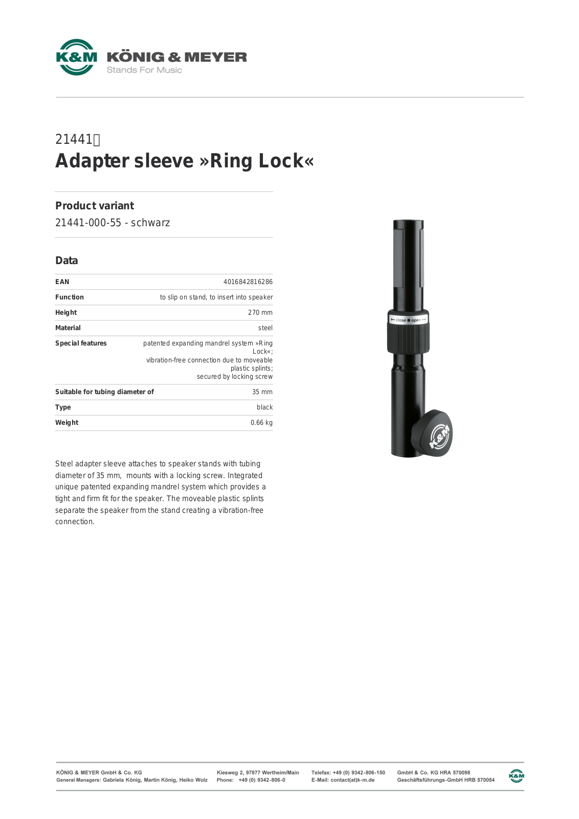 K&M 21441 Data Sheet