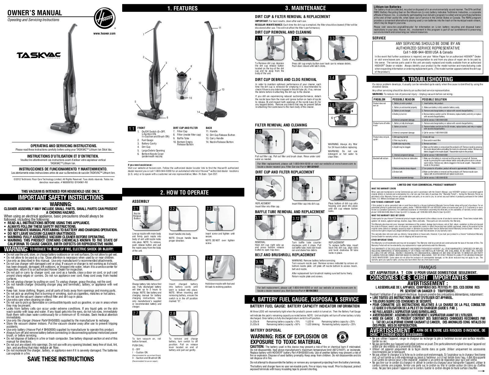 Royal Vacuums CH20110 User Manual