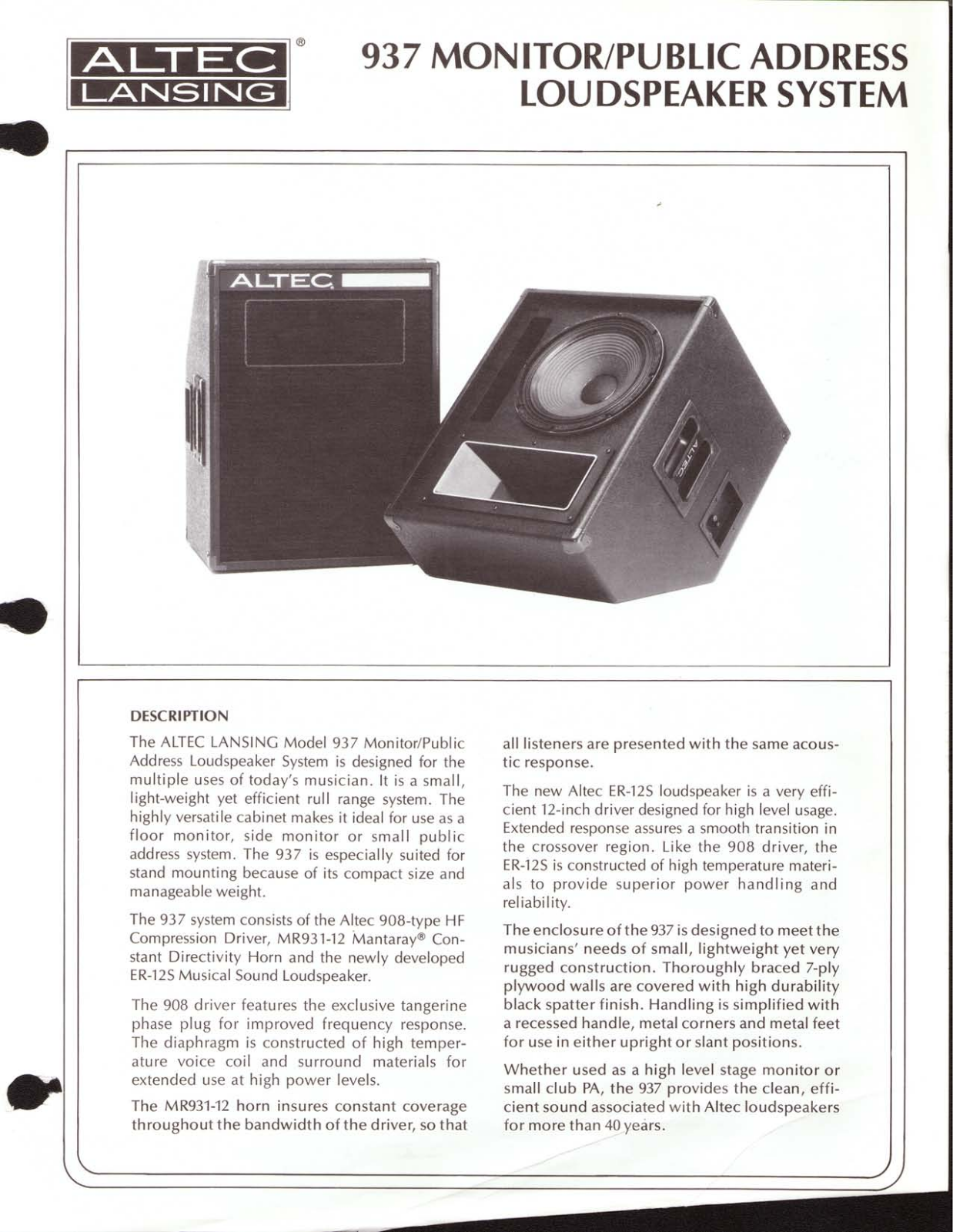 Altec lansing 937 User Manual