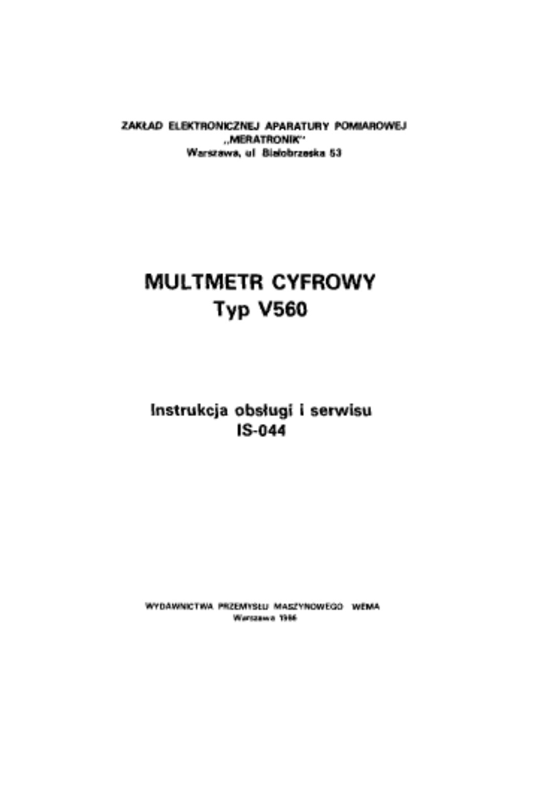 Polskie V560 User Manual