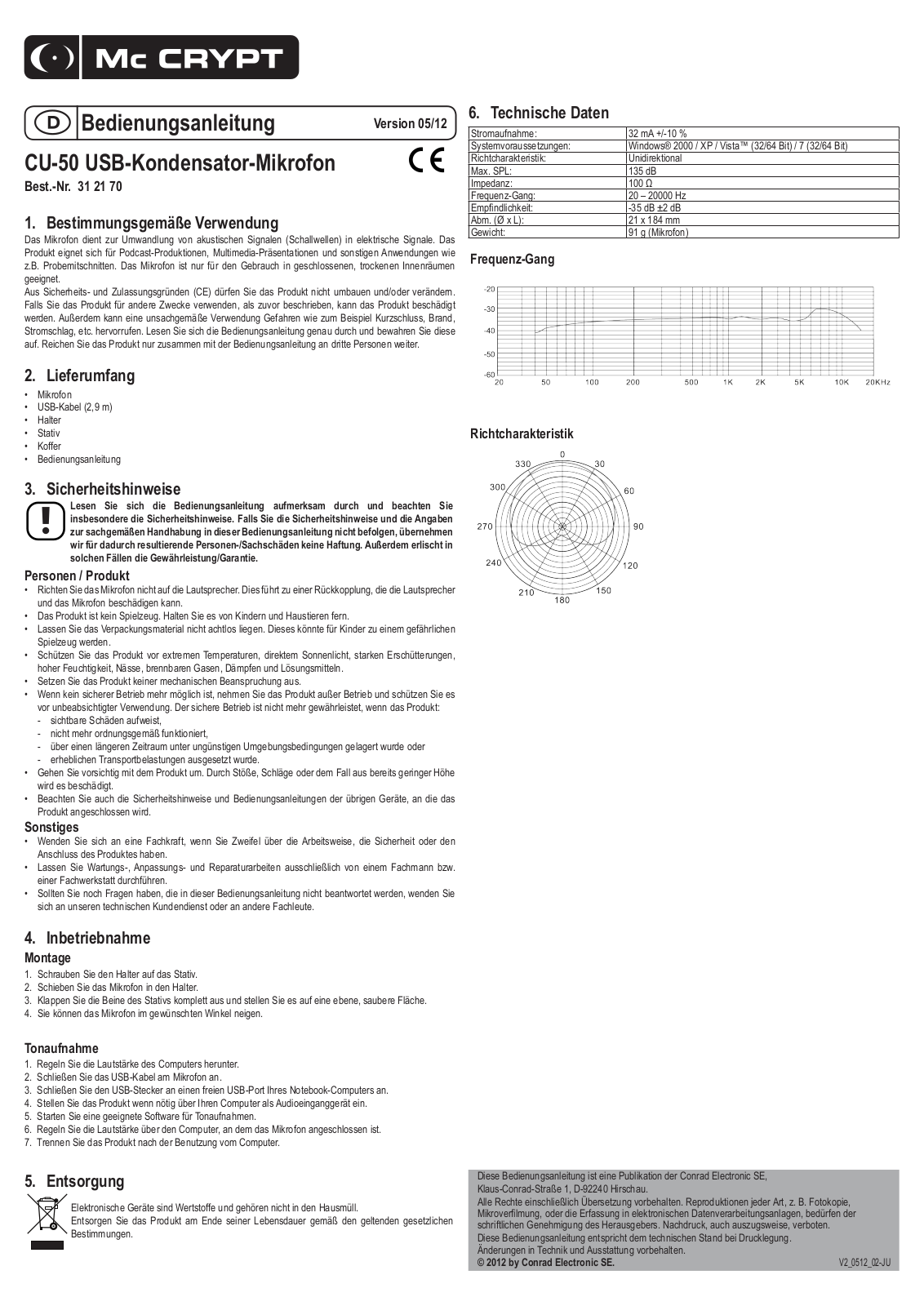 Mc Crypt 312170 Operation Manual