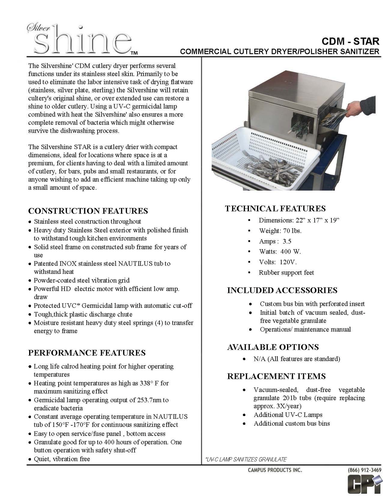 GBS FOOD SERVICE EQUIPMENT CDM-STAR User Manual