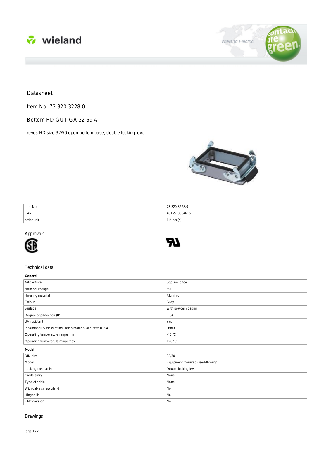 Wieland 73.320.3228.0 Data Sheet