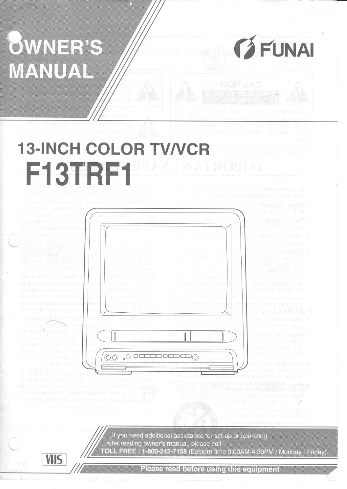 Funai F13TRF1 User Manual