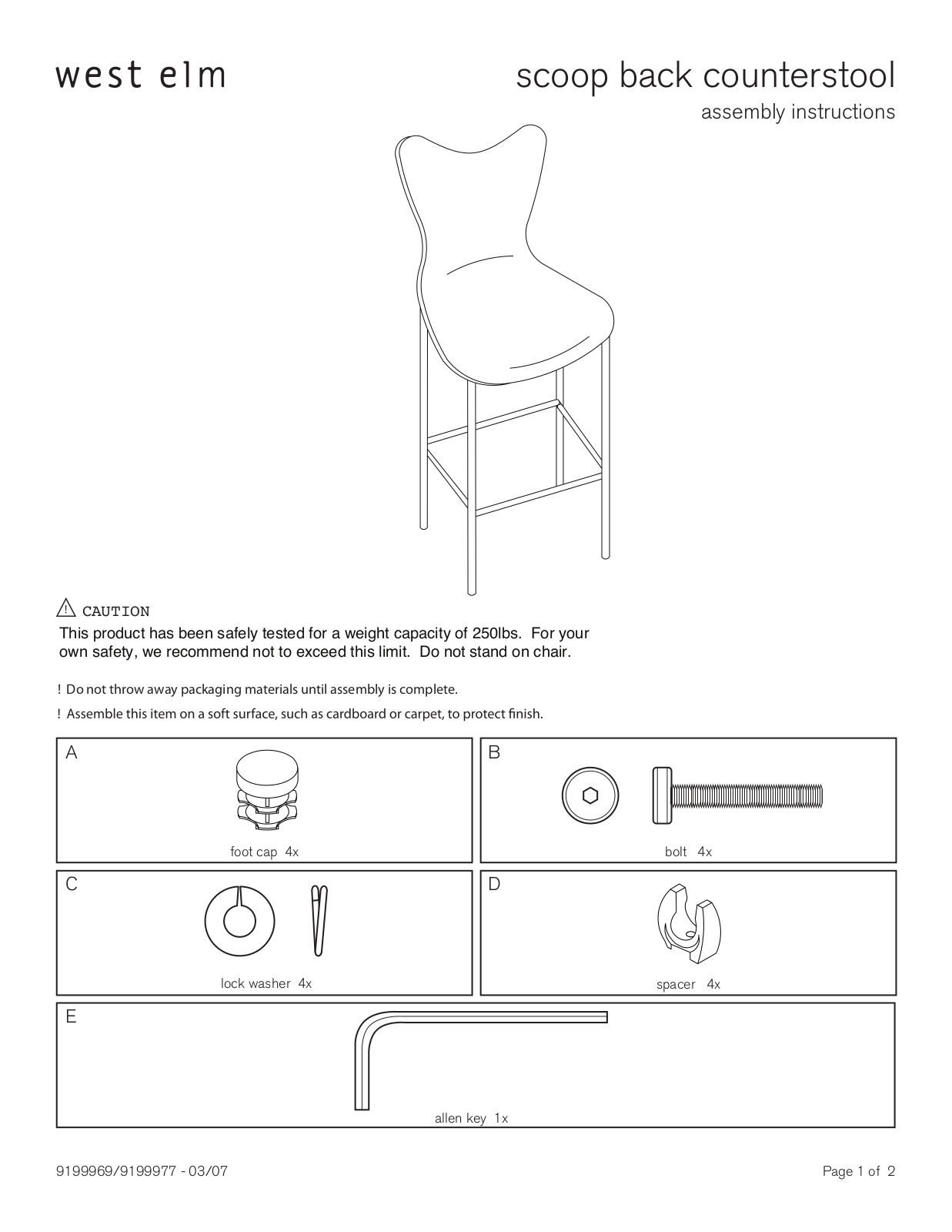 West Elm Scoop Back Counterstool Assembly Instruction