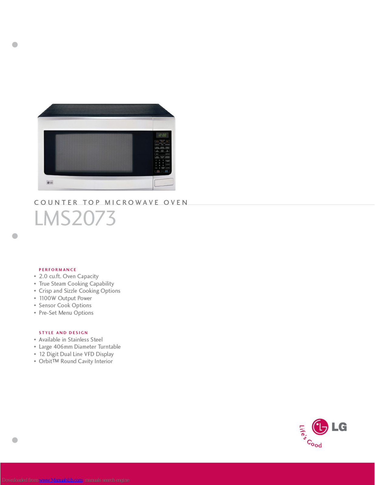 LG LMS2073SS, LMS2073 Specifications