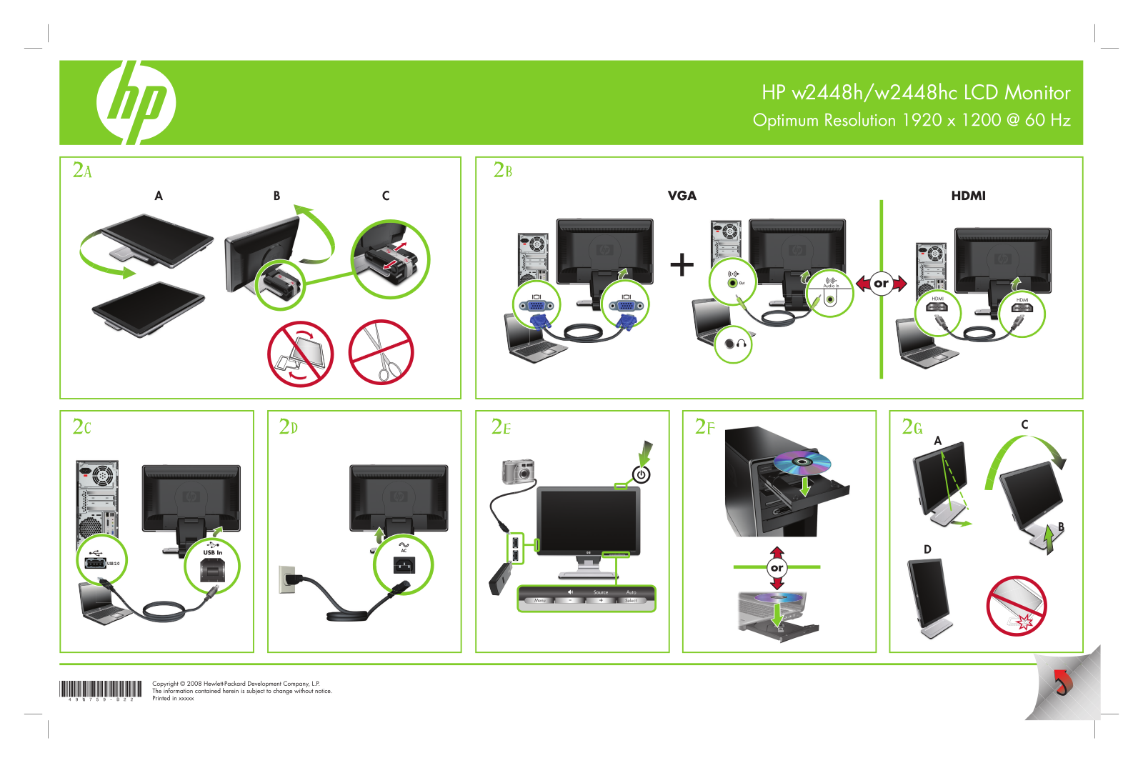 Compaq W2448HC, W2448H Setup Poster