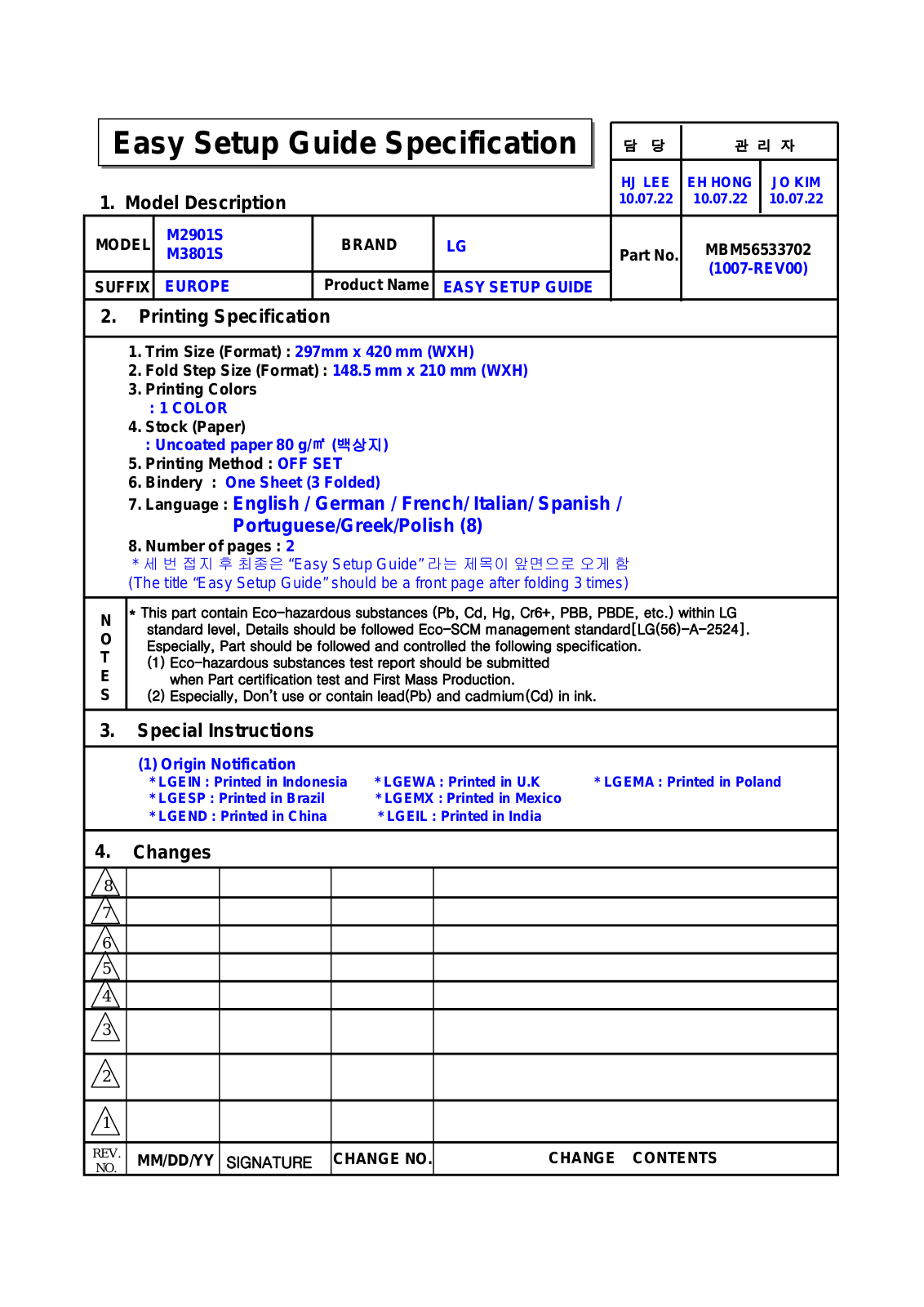 LG M2901SCBN, M3801SCBN Installation Manual