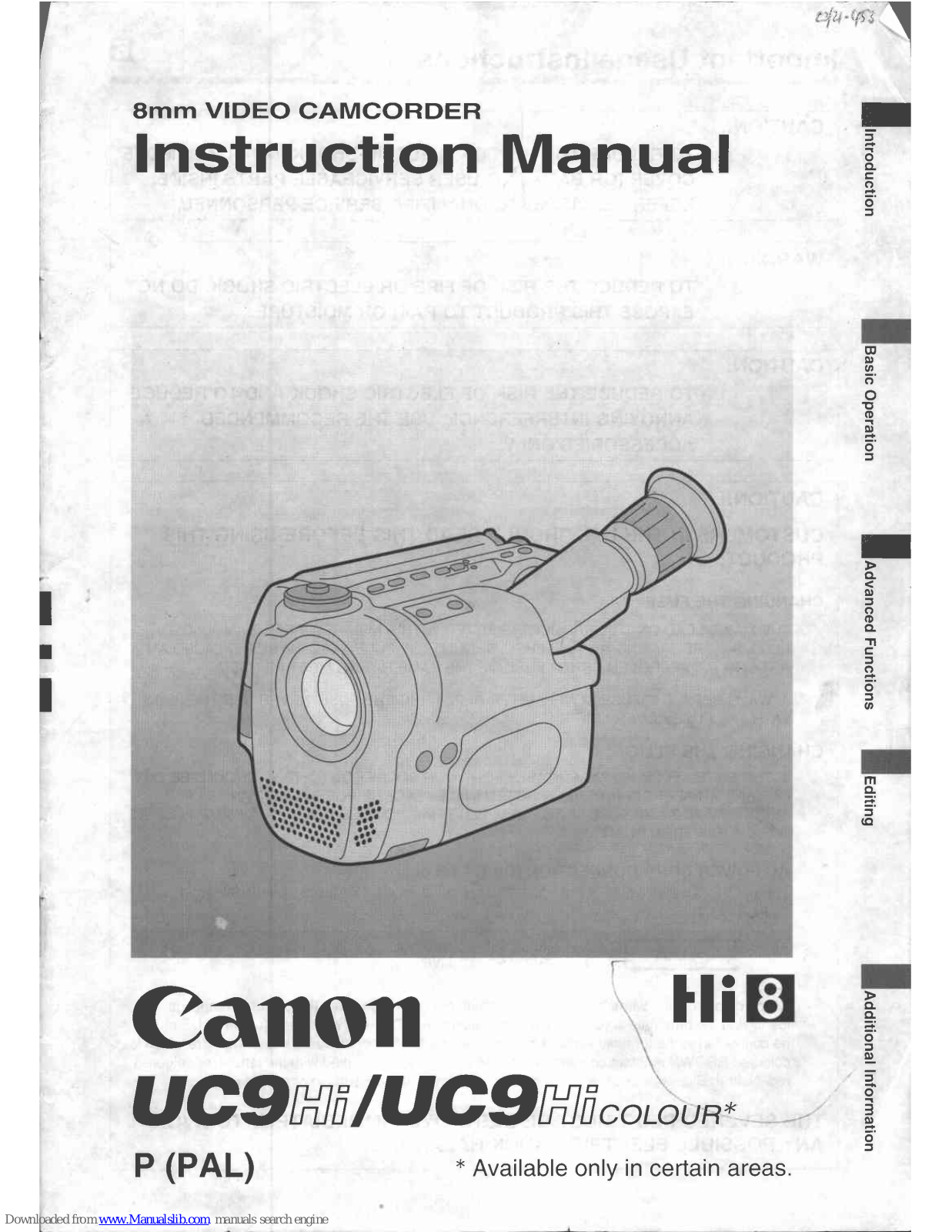 Canon UC9Hi Colour Instruction Manual