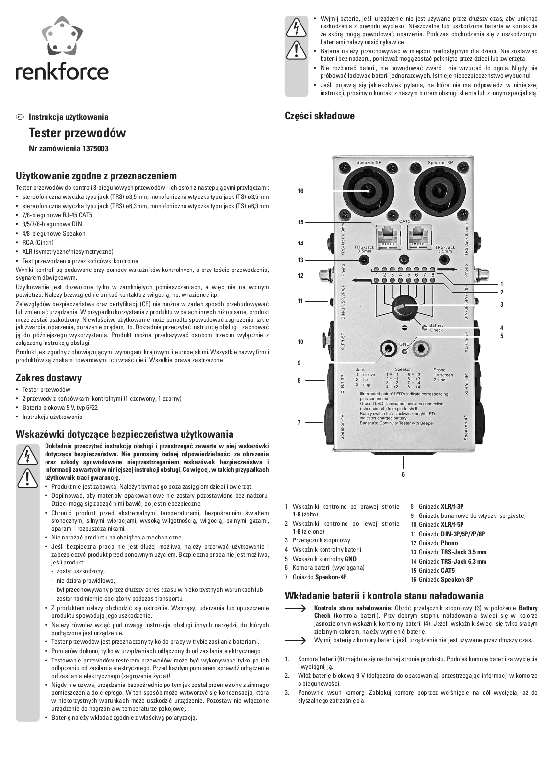 Renkforce 1375003 Operating Instructions