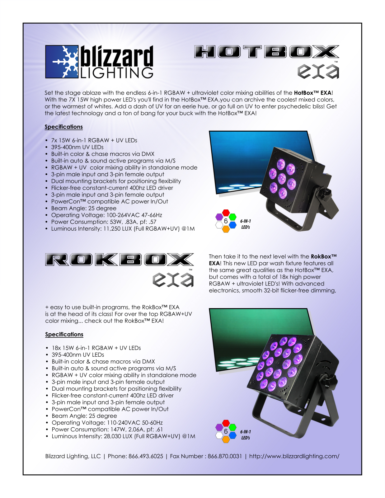 Blizzard RokBox EXA, HotBox EXA Datasheet