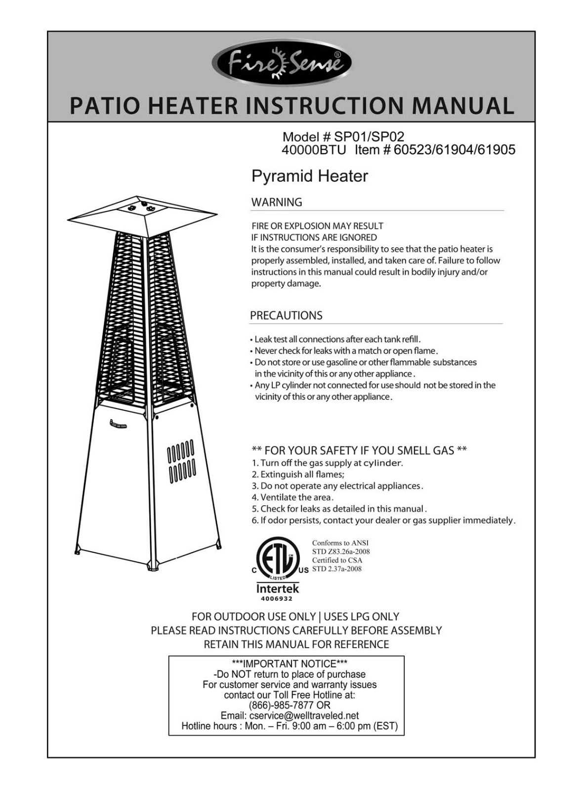 Fire Sense 60523 User Manual