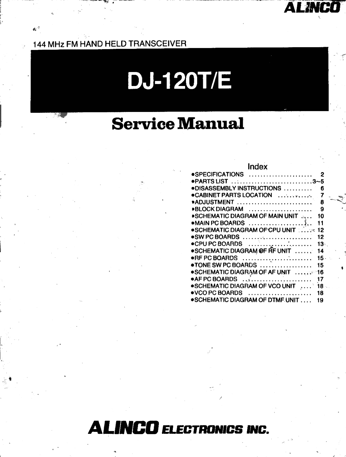 Alinco DJ-120 Service Manual