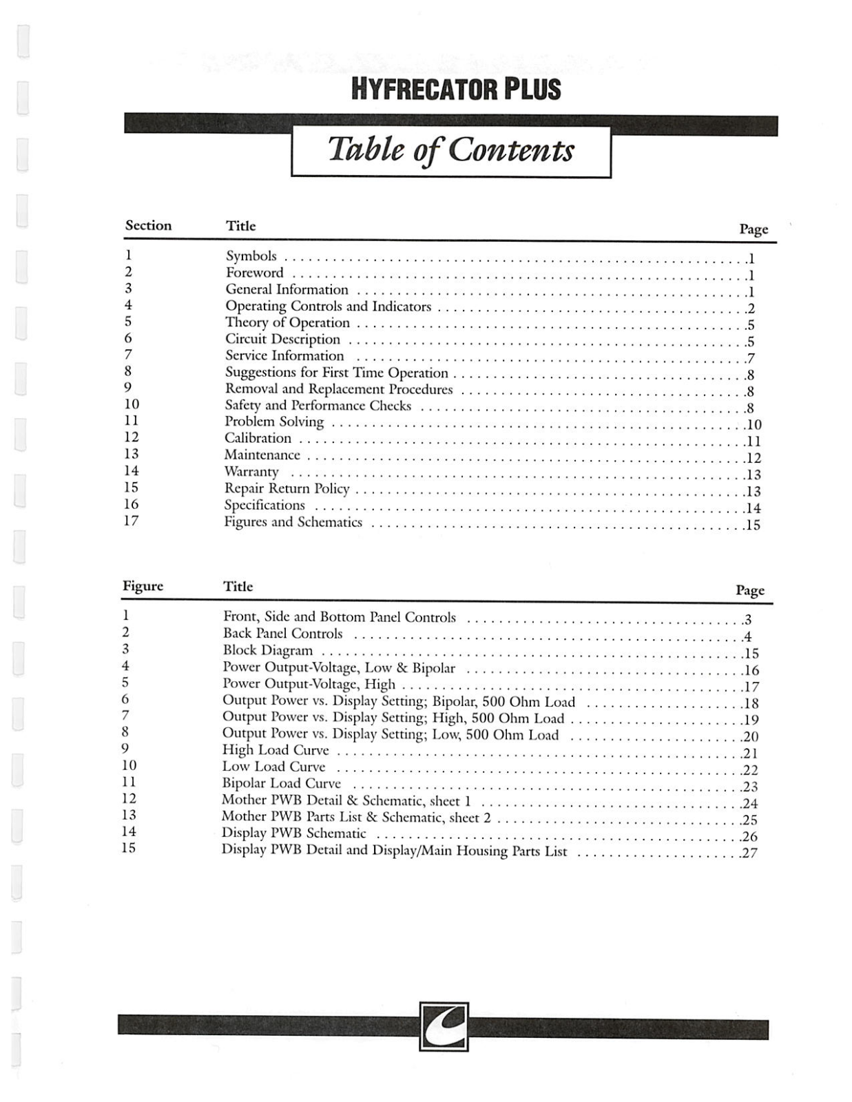 Conmed Hyfrecator Plus Service manual