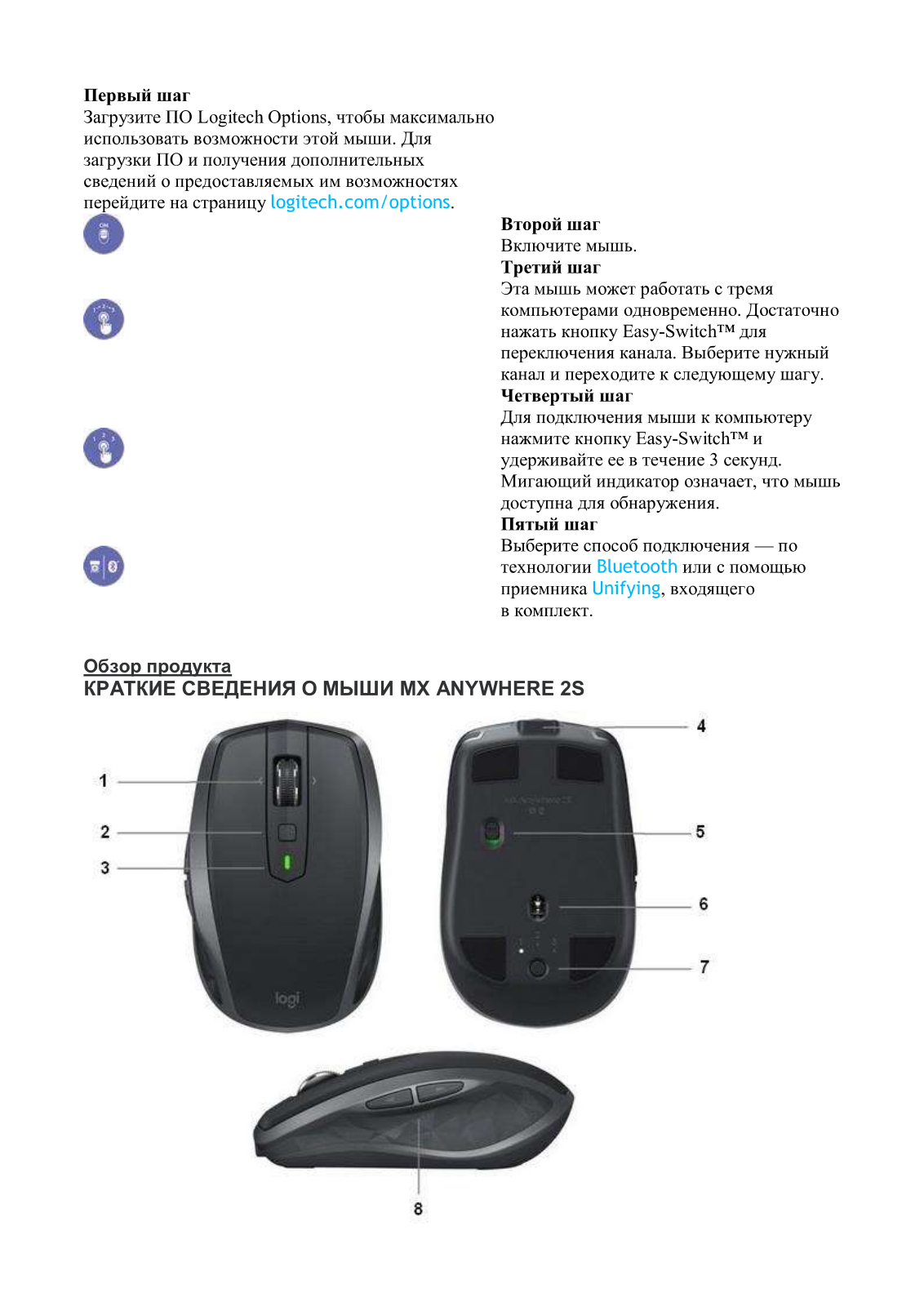 LOGITECH MX Anywhere 2S Light User Manual