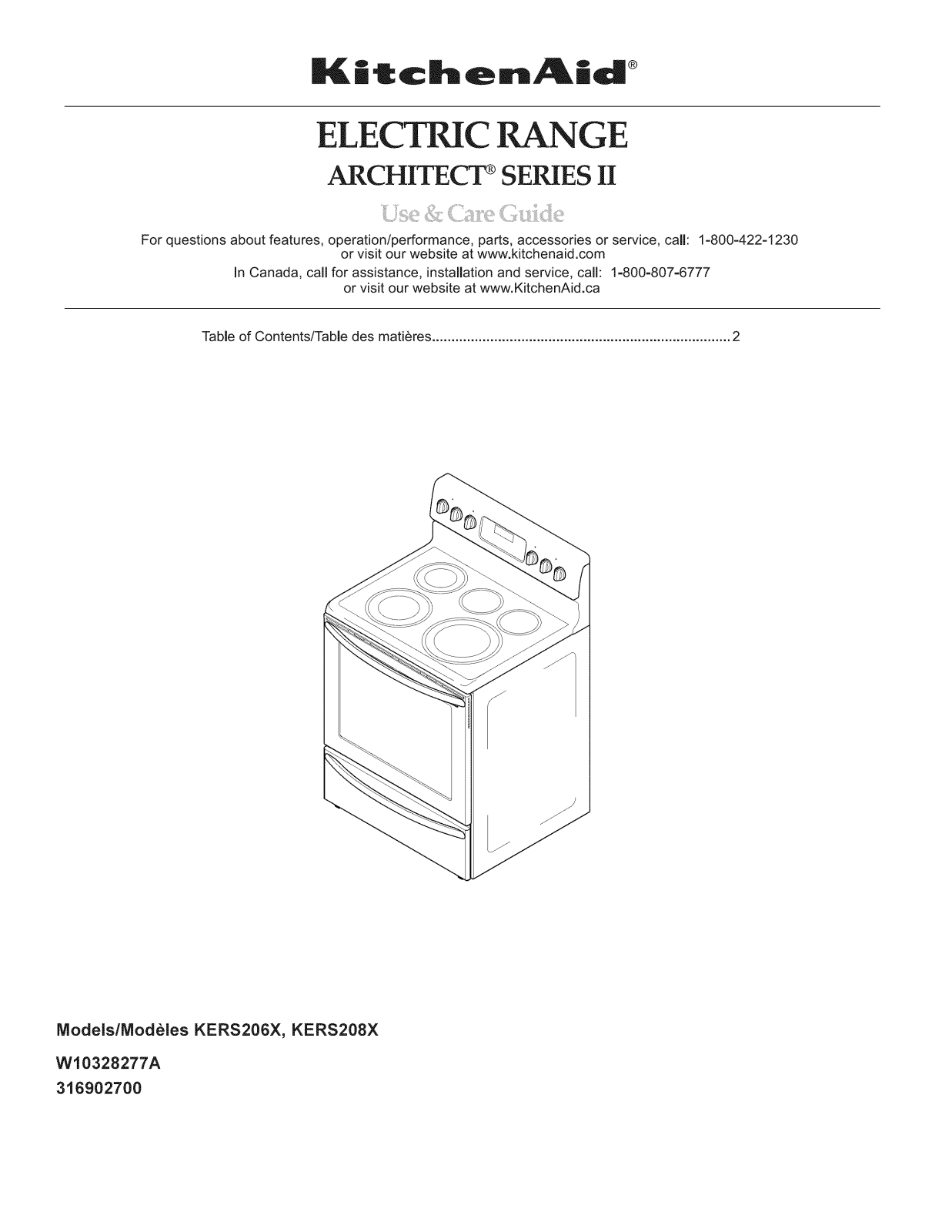 KitchenAid KERS208XSS3, KERS208XSS2, KERS208XSS1, KERS208XSS0, KERS208XBL2 Owner’s Manual